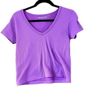 BNWT Moral Society Women’s Dark Pink Ribbed Crop T-Shirt